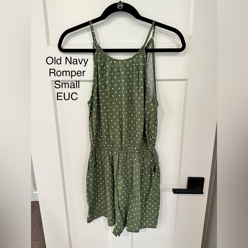 Olive Green Polka Dot Romper- OLD NAVY